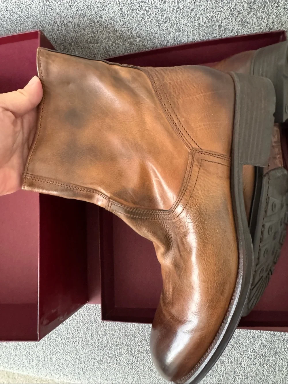 To Boot New York Tan Leather Boots with Brown Patina Size 9.5